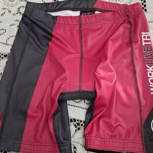 Women's Red and Black Bike Shorts